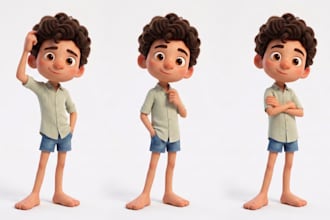 create 3d pixar character design custom character model cartoon