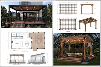 draw 3d deck design outdoor living pergola patio render and permit plan