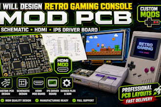 design retro gaming console mod pcb schematic hdmi ips driver board