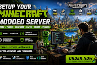 fix or setup your minecraft modded server  fabric neoforge paper spigot plugins