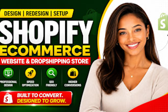 design shopify ecommerce website development setup online dropshipping store seo