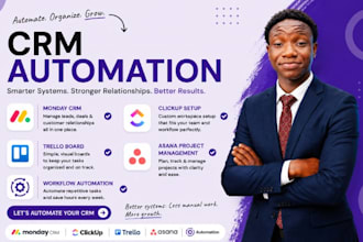 monday CRM, clickup, trello, and asana workflow and automation
