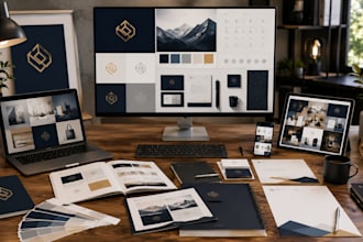 design logo, brand identity, brand style guide and branding kit