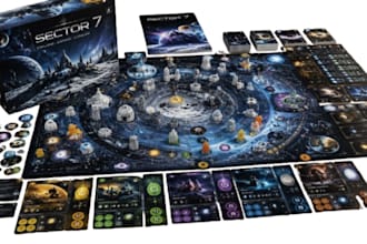design custom board game assets, card game frames, and rulebooks