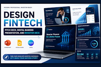 design fintech pitch deck, digital banking presentation, and investor deck