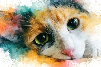 do watercolor pet portrait