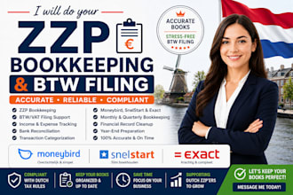 do zzp bookkeeping and btw filing in moneybird, snelstart, exact