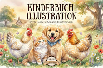 erstelle eine professionelle kinderbuch illustration in aquarell