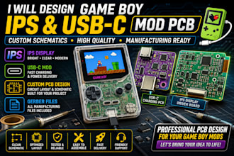 design gameboy ips and usb c mod pcb with custom schematics