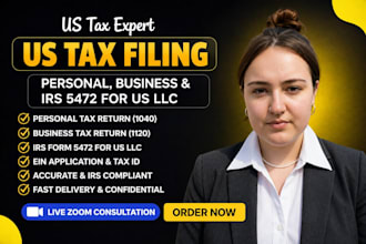 file US taxes personal tax t1 business tax t2 and file irs 5472 US llc