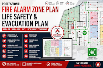 design life safety, emergency evacuation plan, fire safety drawings, fire alarm