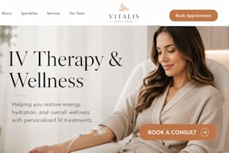design squarespace iv therapy website hydration clinic appointment booking seo