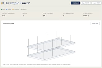 build a 3d construction progress tracker with plan editor