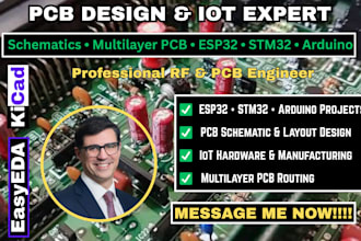 do pcb design, schematic, multilayer pcb layout, iot, esp32, stm32 and arduino