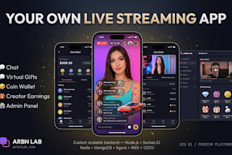develop a live streaming app in with chat, gifts and agora