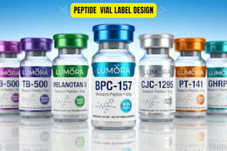 design professional product packaging, peptide label and vial label design