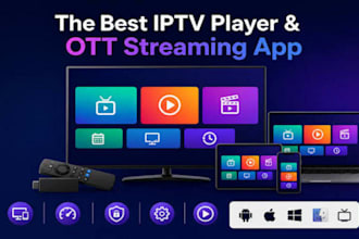 create branded multiplatform iptv player, ott platform, vod app with admin panel