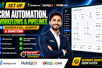 set up CRM automation, workflows, pipelines in gohighlevel, hubspot and zoho CRM