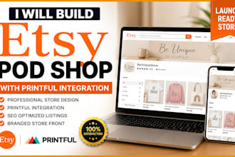 build etsy pod shop printful integration and branded storefront etsy shop setup