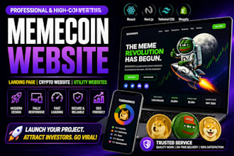 build memecoin landing page, memecoin website, crypto website, utility websites