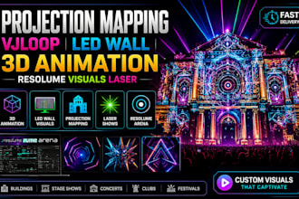 create projection mapping vjloop led wall 3d animation resolume visuals laser