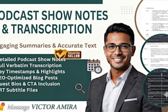 podcast transcription, SEO show notes, episode summary, timestamps for creators