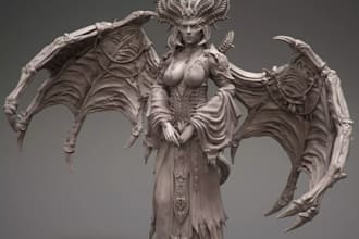 change 2d to 3d sculpt,dnd model,articulated dragon stl,hollow mesh for printing