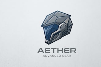 design sleek geometric helmet logo for modern brands