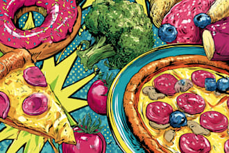 design food pop art of your food pop art illustration
