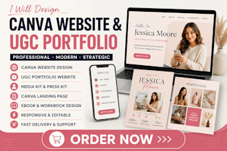 design canva ugc, ugc portfolio, canva websites, and landing pages