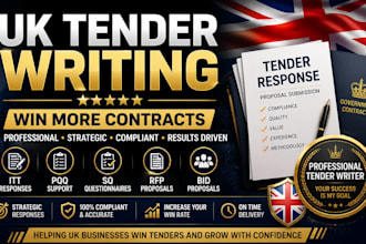 write UK tenders, bid proposals, itt, pqq, sq and rfp responses