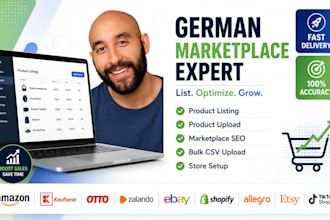 optimize, upload and list your product on amazon, ebay, otto, kaufland, zalando