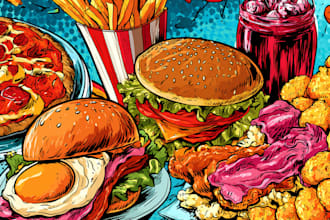make a food pop art illustration