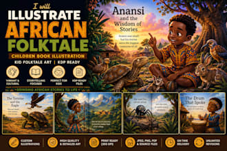 illustrate african folktale children book illustration kid folktale art KDP