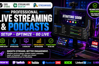 obs, streamlabs, or streamyard for professional live streaming and podcasts