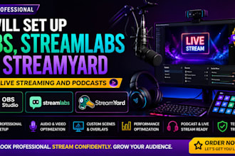 obs, streamlabs, or streamyard for professional live streaming and podcasts