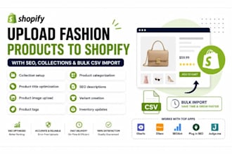upload fashion products to shopify with SEO, collections and bulk CSV import