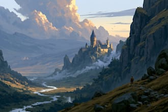 create fantasy landscape illustrations