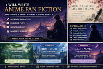 write immersive anime fan fiction, light novels, and one shots