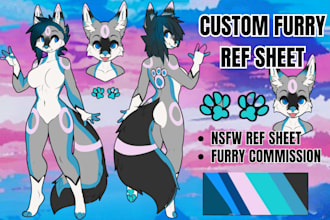 design furry reference sheet, nsfw furry ref sheet, fursona oc art for fursuit