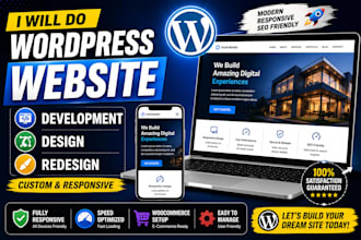 do wordpress website development, design or redesign wordpress custom website