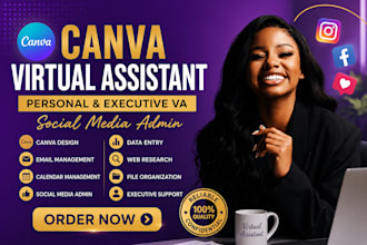 be your canva virtual assistant personal executive va social media admin canva