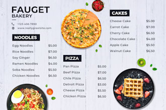 menu card for your business