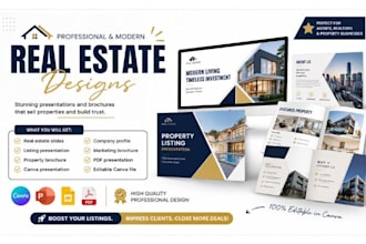 design real estate slides, listing presentation and property marketing brochure