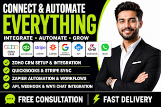 integrate zoho CRM quickbooks stripe zapier google workspace api webhook wati