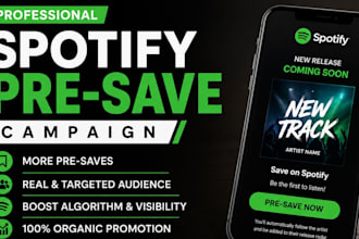 do professional spotify presave campaign spotify music track promotion viral