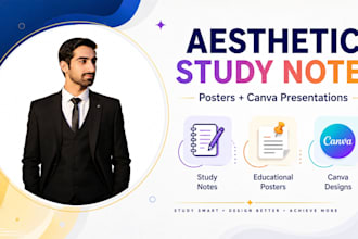 design aesthetic study notes, educational posters, and canva presentations