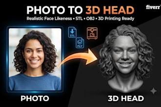 sculpt realistic photo to 3d head bust likeness stl obj for 3d printing