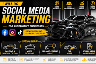 do social media marketing for car tint window tinting auto detailing car wrap