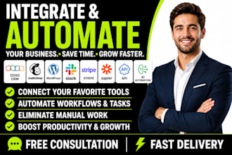 integrate zoho CRM mailchimp wordpress slack stripe zapier api ai automation